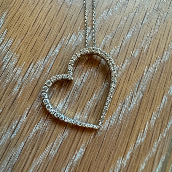 Roberto Coin White Gold and Diamonds Elegant Sideways Heart Pendant Necklace